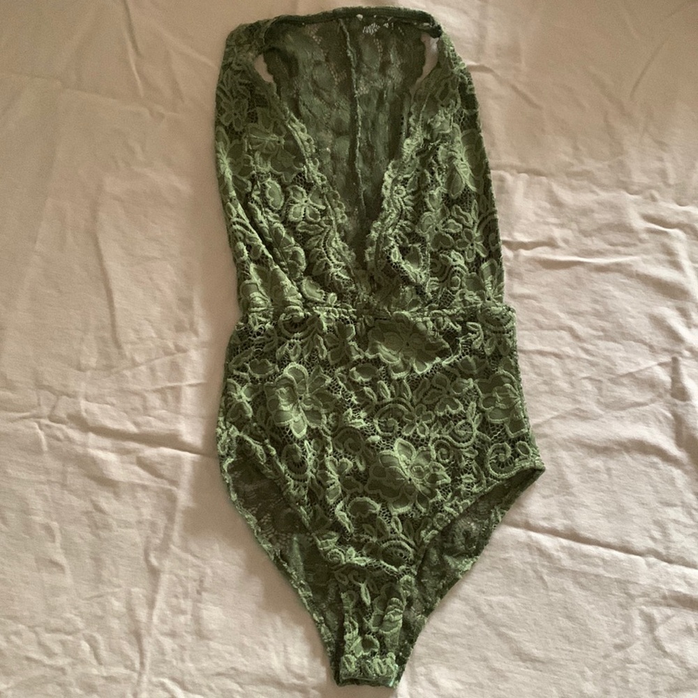 green lace bodysuit